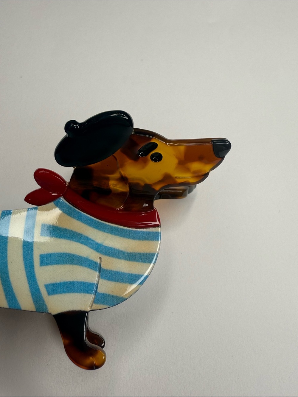 French Parisian Dog Lover Dachshund Hair Claw Clip Tortoiseshell Novelty NWOT - Picture 2 of 7
